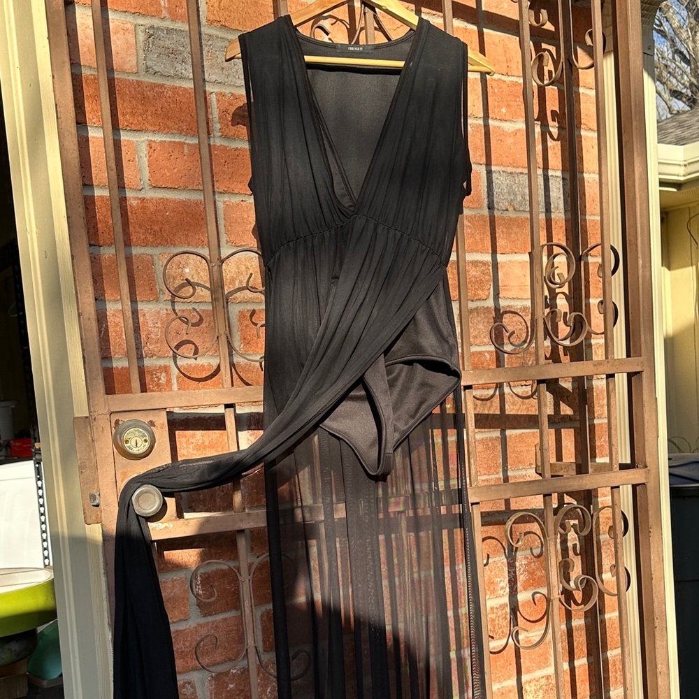 Forever 21 Black leotard sheer dress